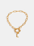 18K Gold-Plated Stainless Steel Letter L Bracelet - Trendsi - Flyclothing LLC