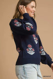 Umgee Floral Knit Sweater with Puff Sleeves - Trendsi - Flyclothing LLC