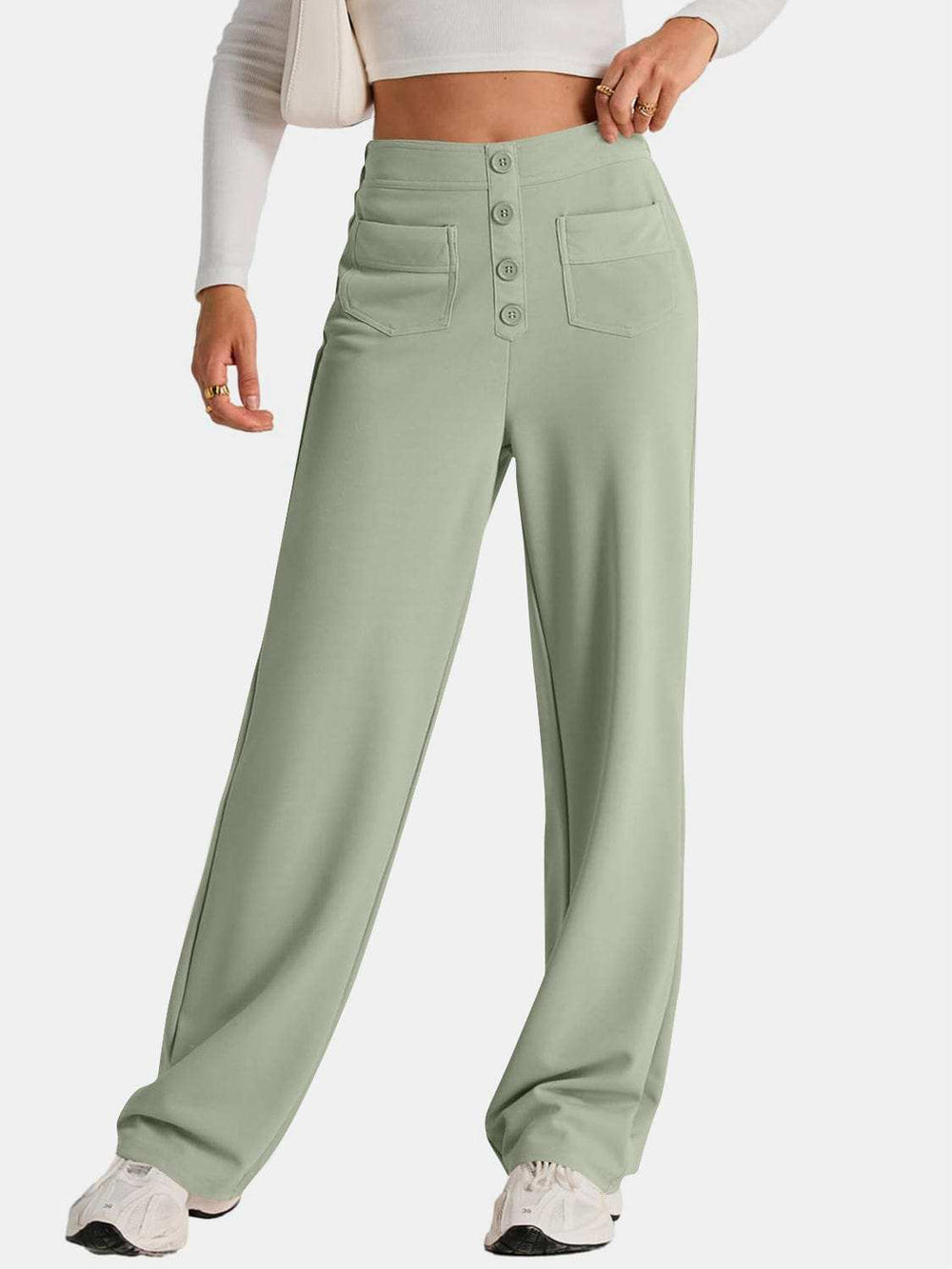 High Waist Wide Leg Pants - Trendsi - Flyclothing LLC