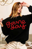 BiBi Game Day Metallic Letter Sweater - Trendsi - Flyclothing LLC