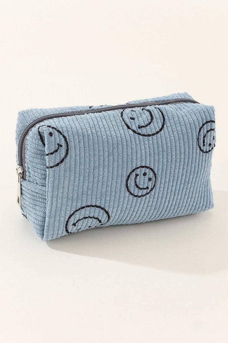 Zenana Smiley Face Corduroy Cosmetic Pouch - Trendsi - Flyclothing LLC