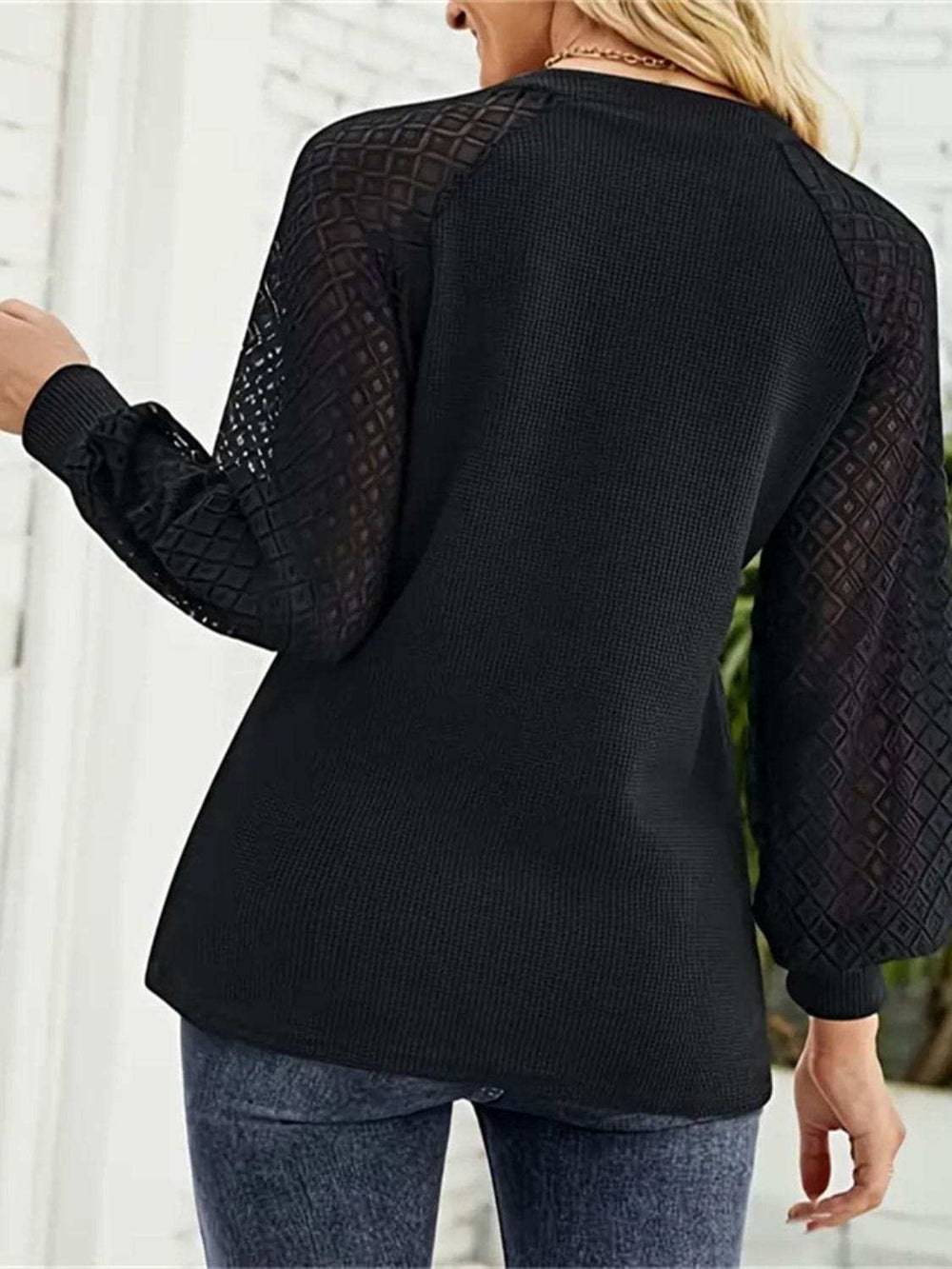 Decorative Button V-Neck Long Sleeve T-Shirt - Trendsi - Flyclothing LLC