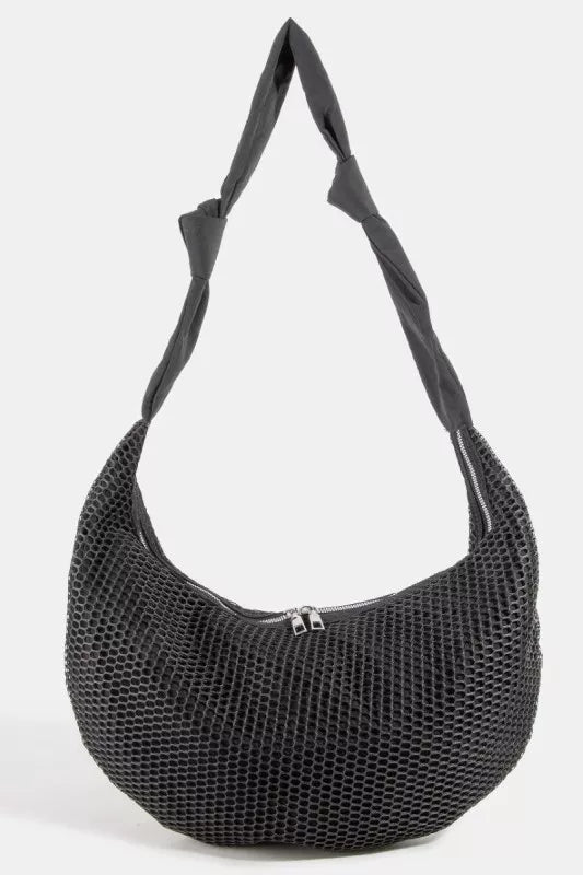 Fame Textured Mesh Knot Shoulder Bag - Trendsi - Flyclothing LLC