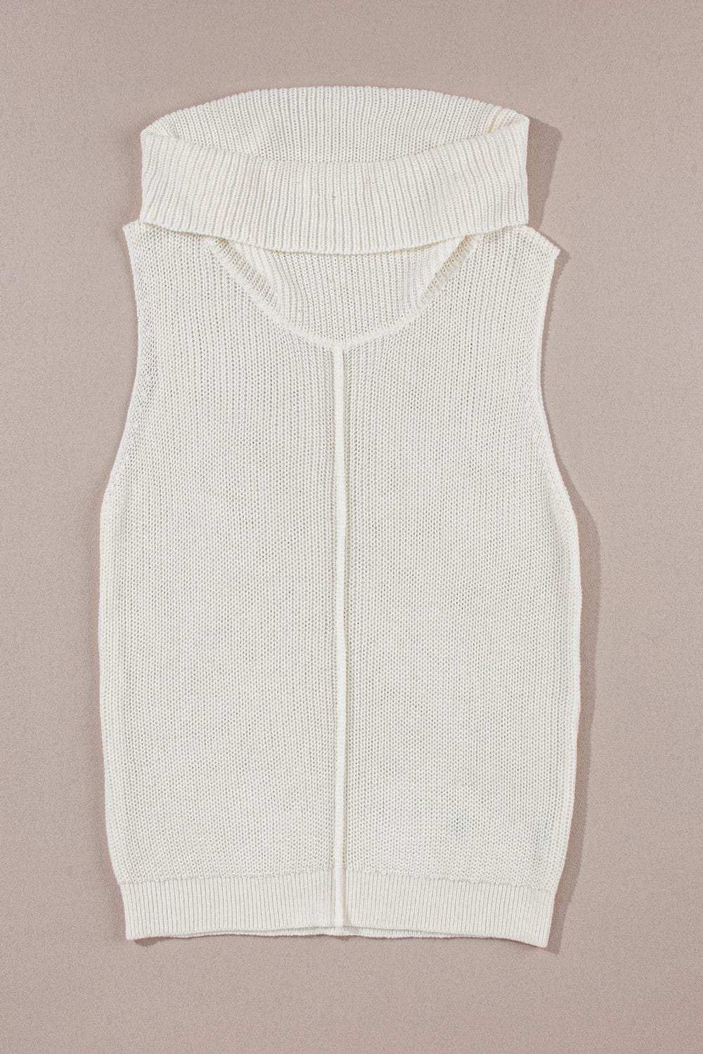 Central Seam Turtleneck Sleeveless Sweater Vest - Trendsi - Flyclothing LLC