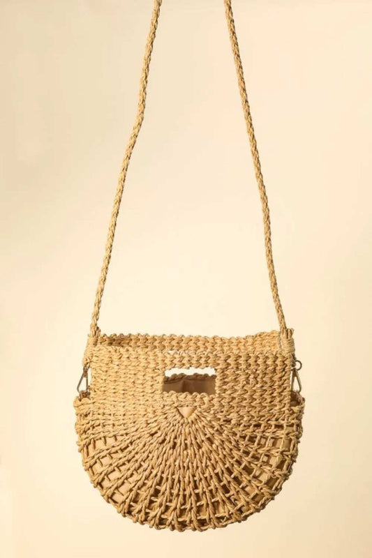 Fame Braided Semi Circle Tote Bag - Trendsi - Flyclothing LLC