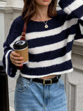 Striped Knit Round Neck Sweater - Trendsi - Flyclothing LLC
