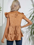 Full Size Ruffled Leopard Cap Sleeve Top - Trendsi - Flyclothing LLC
