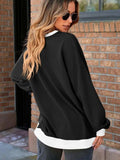 Contrast Trim Round Neck Long Sleeve Sweatshirt - Trendsi - Flyclothing LLC