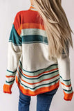 Contrast Striped Turtleneck Dropped Shoulder Sweater - Trendsi - Flyclothing LLC
