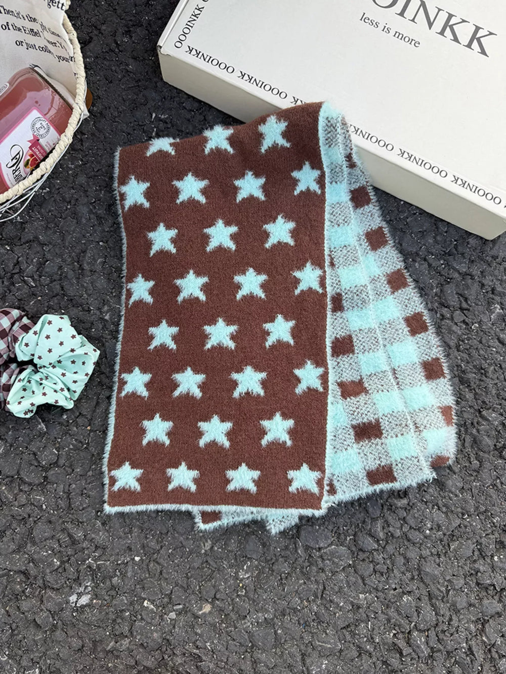 Star Plaid Plush Scarf - Trendsi - Flyclothing LLC