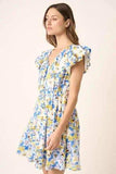 Mittoshop Floral V-Neck Cap Sleeve Mini Dress - Trendsi - Flyclothing LLC