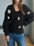 Daisy Button Up V-Neck Cardigan - Trendsi - Flyclothing LLC