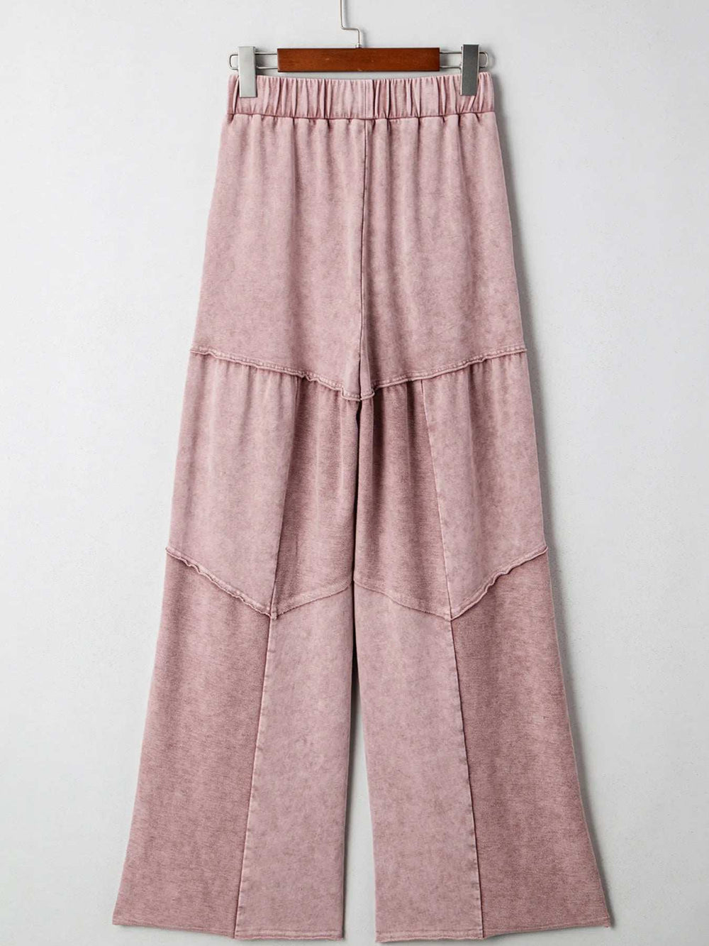 Mineral Wash Tiered Wide Leg Patchwork Drawstring Pants - Trendsi - Flyclothing LLC