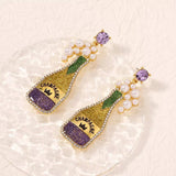 Champagne Bottle Earrings with Pearls - Trendsi - Flyclothing LLC