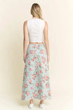 Jade By Jane Full Size Floral Print Front Slit Denim Maxi Skirt Plus Size - Trendsi - Flyclothing LLC