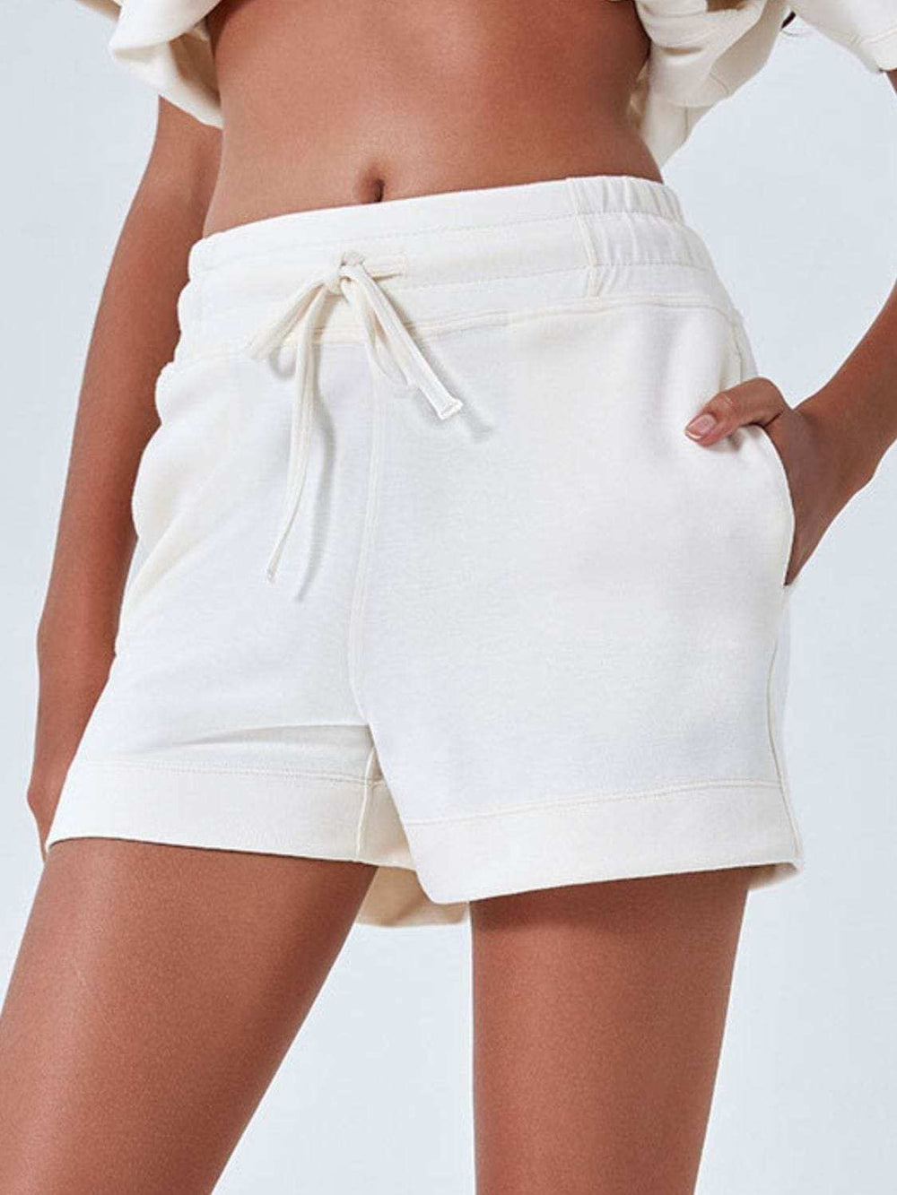 Drawstring Solid Color Shorts with Pockets - Trendsi - Flyclothing LLC
