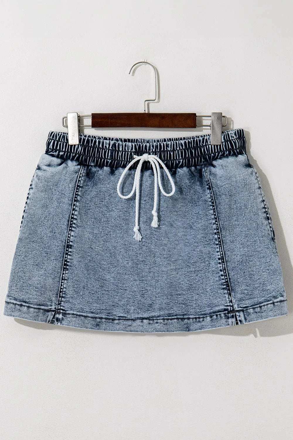 Drawstring High Waist Pocketed Denim Shorts - Trendsi - Flyclothing LLC