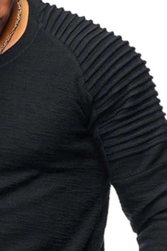 Men's Plus Size Round Neck Long Sleeve T-Shirt - Trendsi - Flyclothing LLC