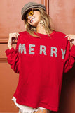 BiBi Merry Glitter Christmas Drop Shoulder Top - Trendsi - Flyclothing LLC