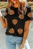 Sequin Pumpkin Round Neck Short Sleeve T-Shirt - Trendsi - Flyclothing LLC