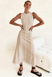 Contrast Stitching Maxi Tank Dress - Trendsi - Flyclothing LLC