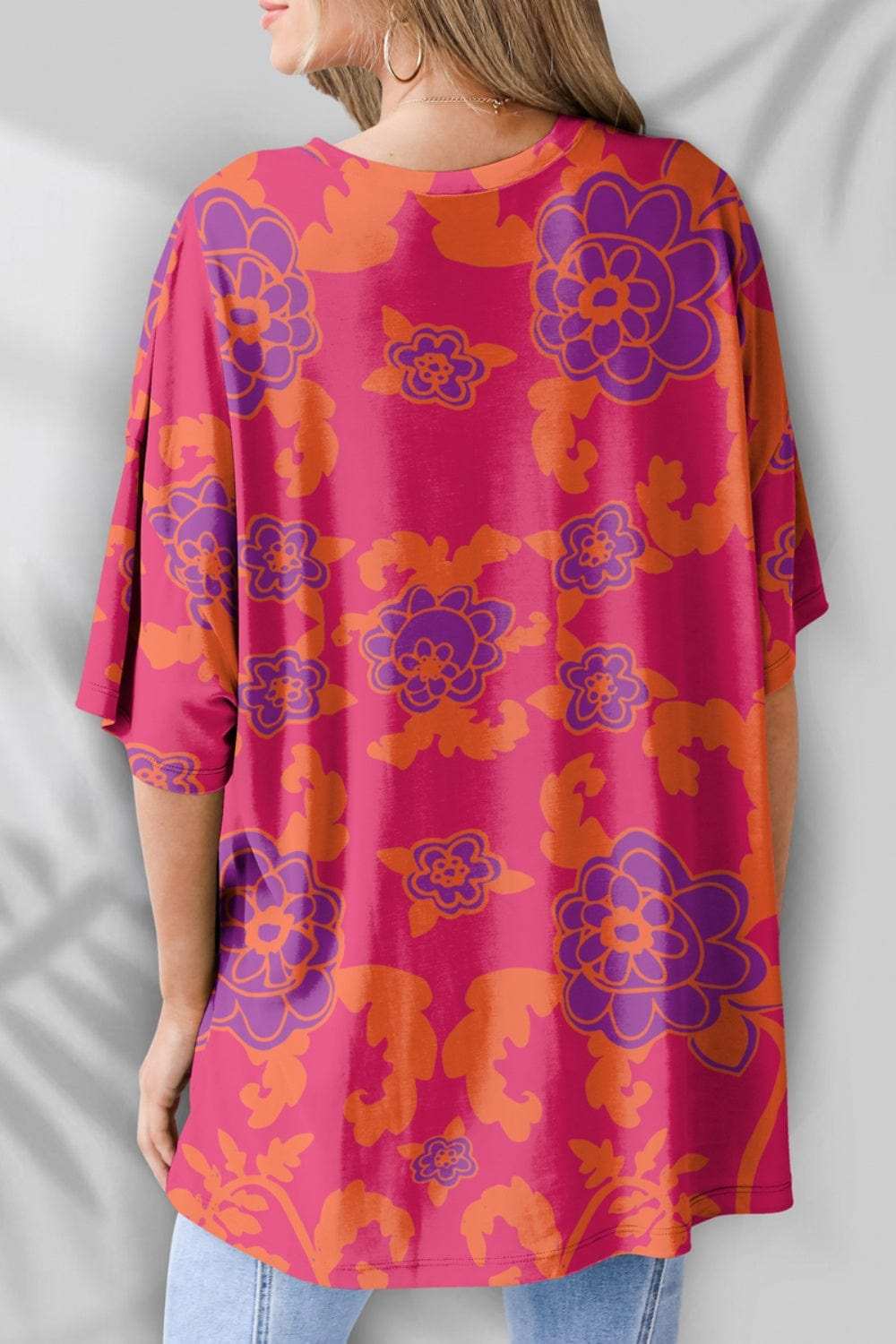 Printed Round Neck Half Sleeve T-Shirt - Trendsi - Flyclothing LLC