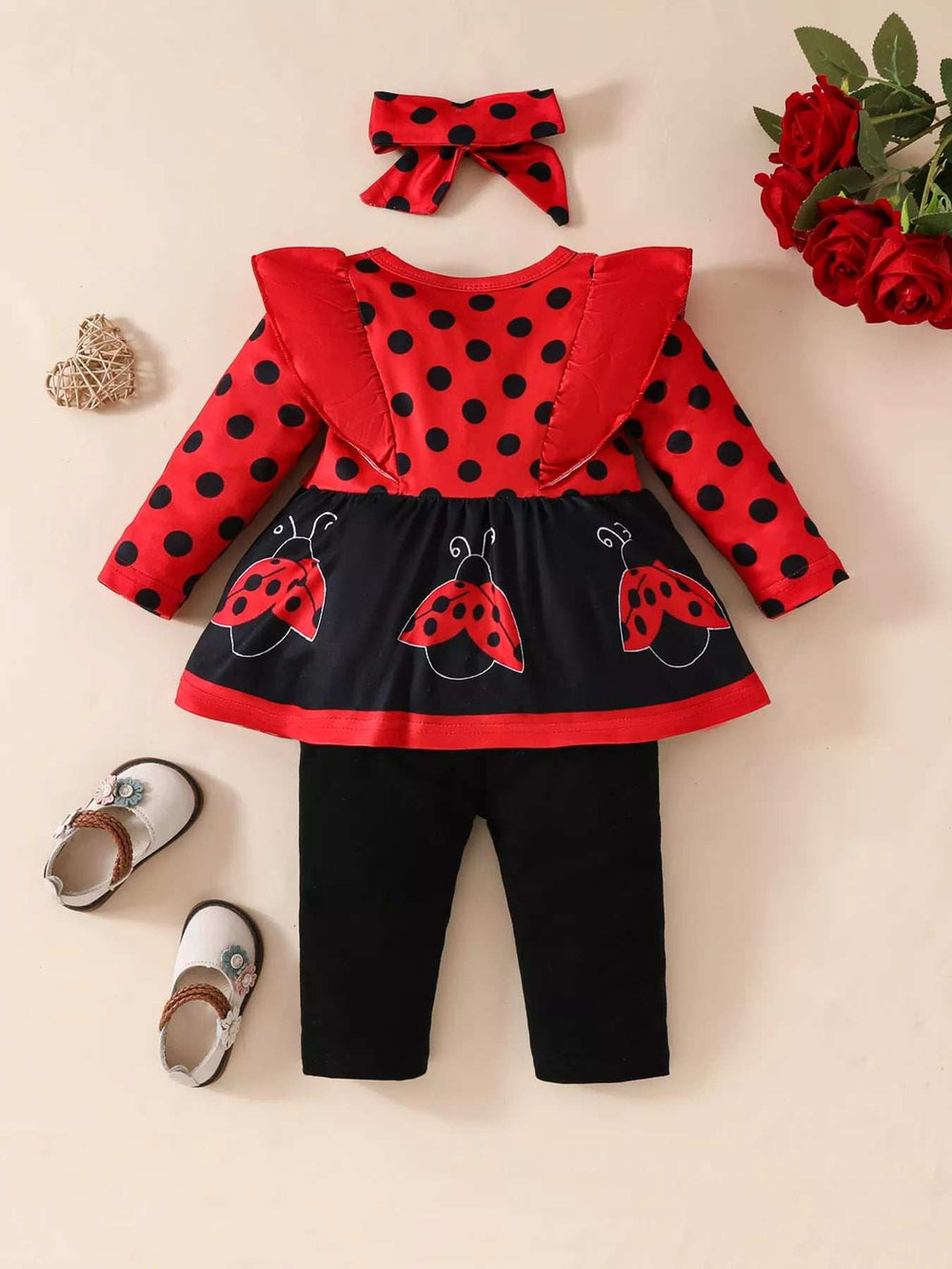 Children's Ruffled Top and Pants Set with Headband - Trendsi - Flyclothing LLC