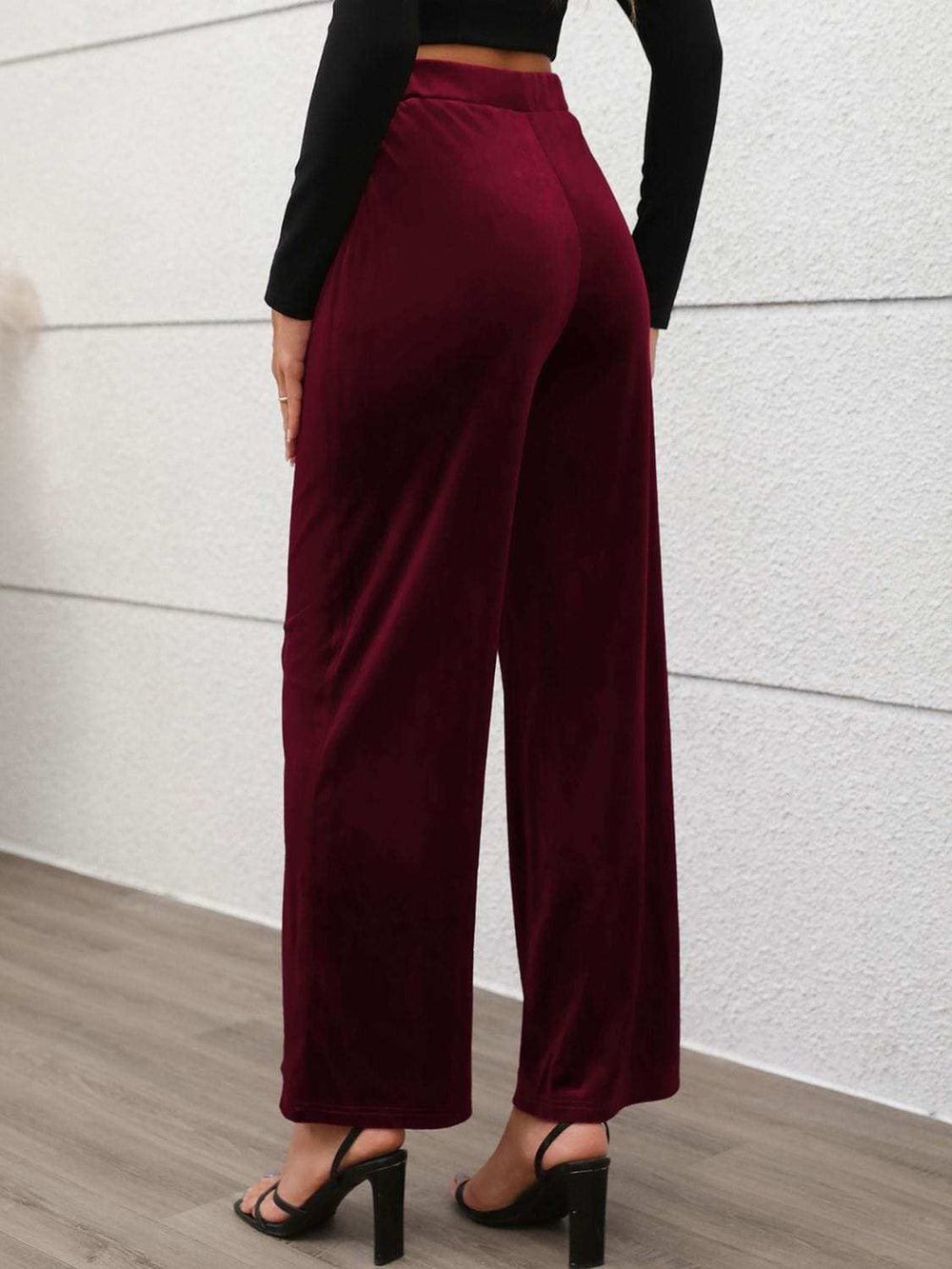 Elastic Waist Wide Leg Pants - Trendsi - Flyclothing LLC