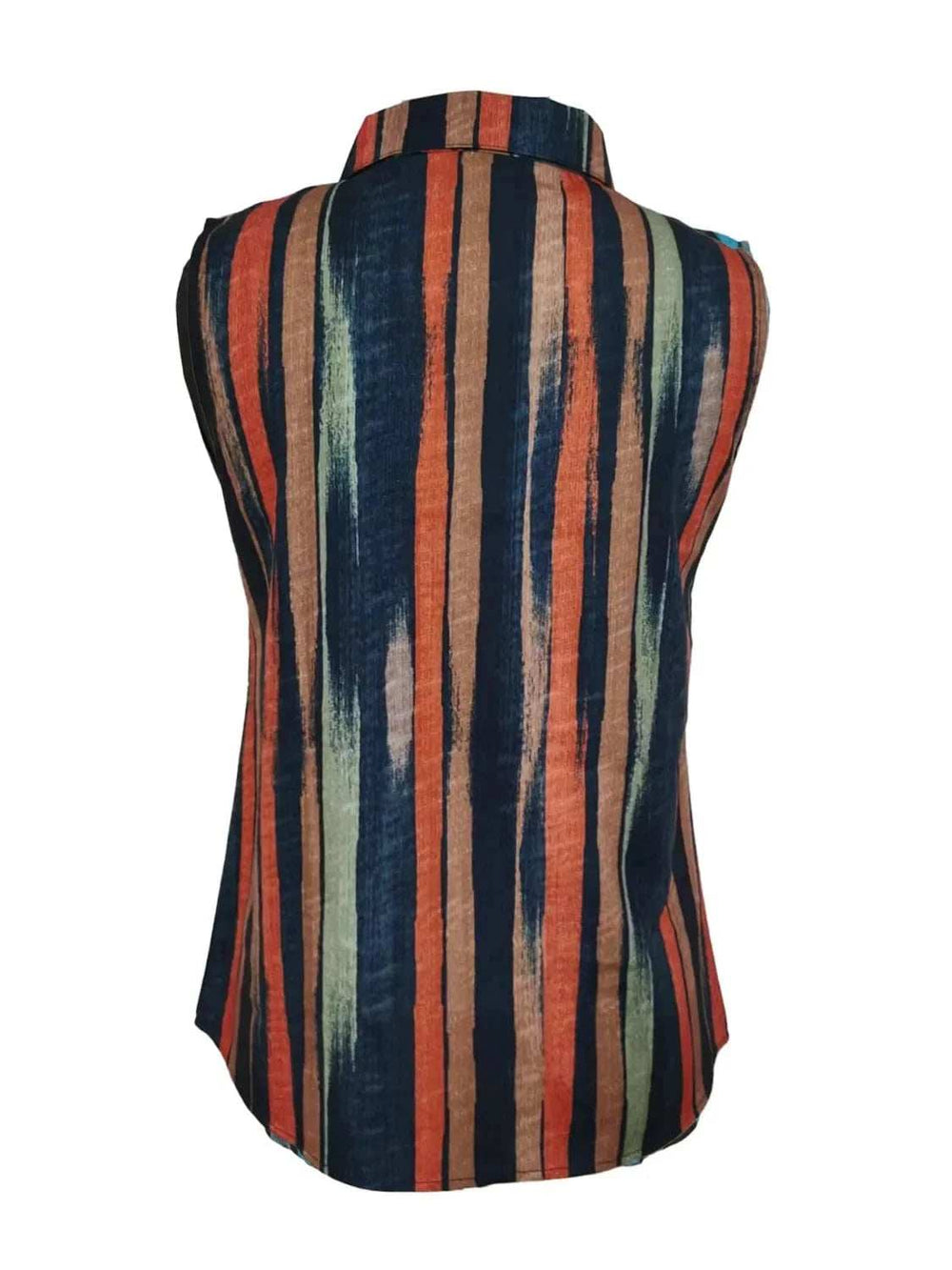 Button Detail Striped Sleeveless Shirt - Trendsi - Flyclothing LLC