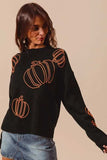 SO ME Pumpkin Embroidered Halloween Thanksgiving Sweater - Trendsi - Flyclothing LLC