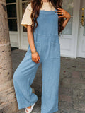 Full Size Casual Wide Leg Textured Overalls Plus Size - Trendsi - Flyclothing LLC