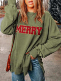 MERRY Side Slit Long Sleeve Sweatshirt - Trendsi - Flyclothing LLC