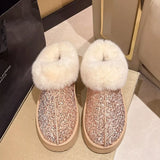 Sequin Round Toe Platform Boots - Trendsi - Flyclothing LLC