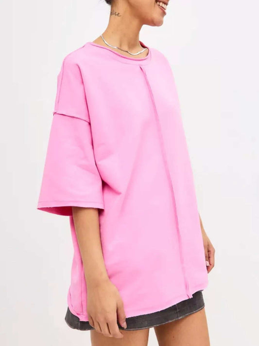 Round Neck Half Sleeve T-Shirt - Trendsi - Flyclothing LLC