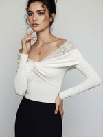 Lace Detail Off-Shoulder Long Sleeve Bodysuit - Trendsi - Flyclothing LLC