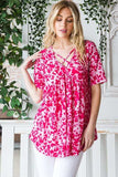 Heimish Full Size Short Sleeve Crisscross Animal Babydoll Top Plus Size - Trendsi - Flyclothing LLC