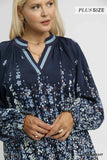 Umgee Full Size Floral Vine Print Blouse with Balloon Sleeves Plus Size - Trendsi - Flyclothing LLC