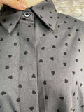 Heart Print Button Up Flounce Sleeve Shirt - Trendsi - Flyclothing LLC