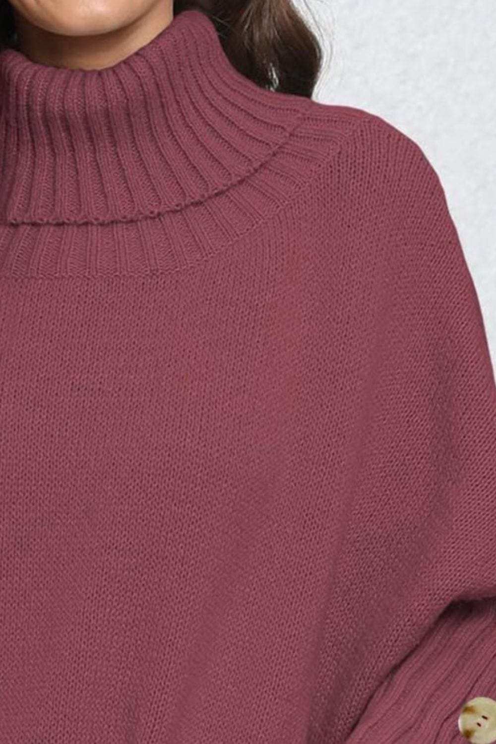 Turtleneck Long Sleeve Sweater - Trendsi - Flyclothing LLC