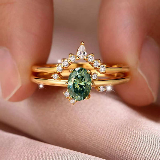 1 Carat Moissanite 925 Sterling Silver 2 Piece Ring - Trendsi - Flyclothing LLC