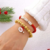 2 Piece Christmas Santa Beaded Bracelet - Trendsi - Flyclothing LLC