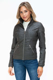 YMI Faux Layered Double-Zipper Jacket with Fuzzy Hood - Trendsi - Flyclothing LLC