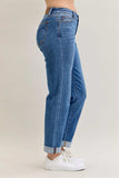 Judy Blue Full Size Mid Rise BF Classic Cuffed Jeans Plus Size - Trendsi - Flyclothing LLC