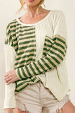Striped Round Neck Long Sleeve Top - Trendsi - Flyclothing LLC