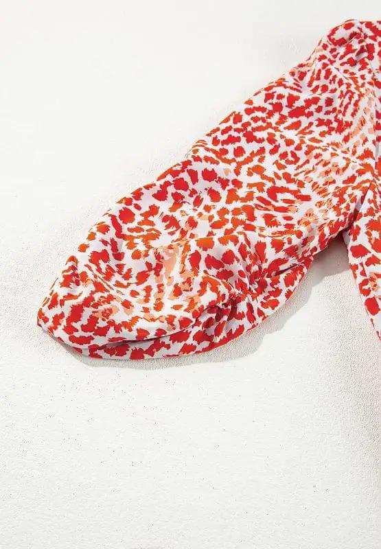 Slit Tied Printed Round Neck Mini Dress - Trendsi - Flyclothing LLC