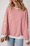 Striped Dropped Shoulder Long Sleeve Sweatshirt - Trendsi - Flyclothing LLC