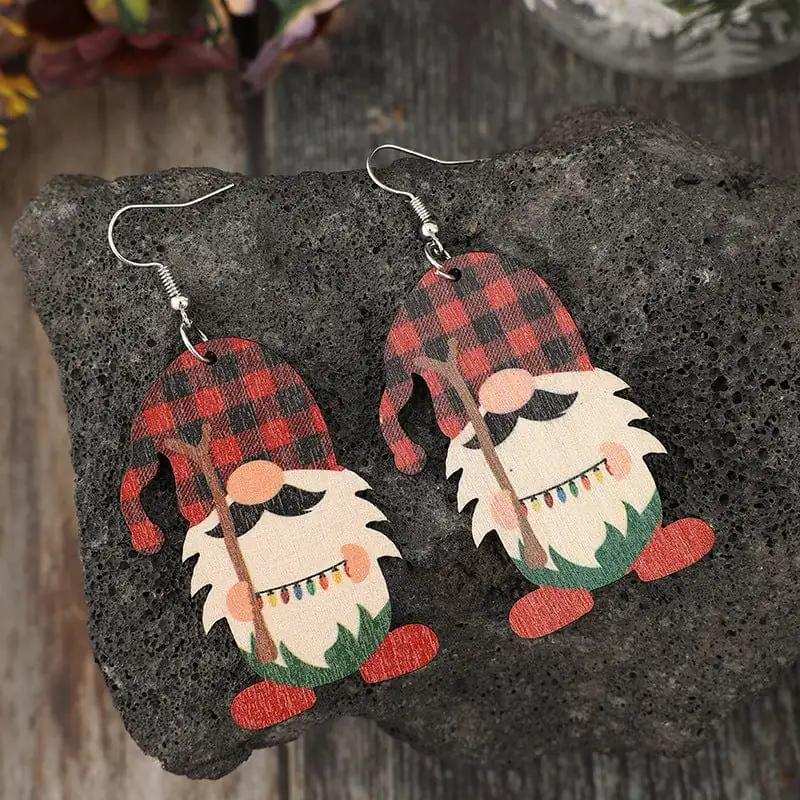 Wooden Pointed Hat Gnome Earrings - Trendsi - Flyclothing LLC