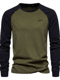 Men's Contrast Round Neck Raglan Sleeve T-Shirt - Trendsi - Flyclothing LLC
