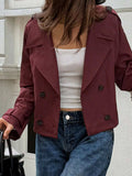 Cropped Double-Breasted Raglan Sleeve Jacket - Trendsi - Flyclothing LLC