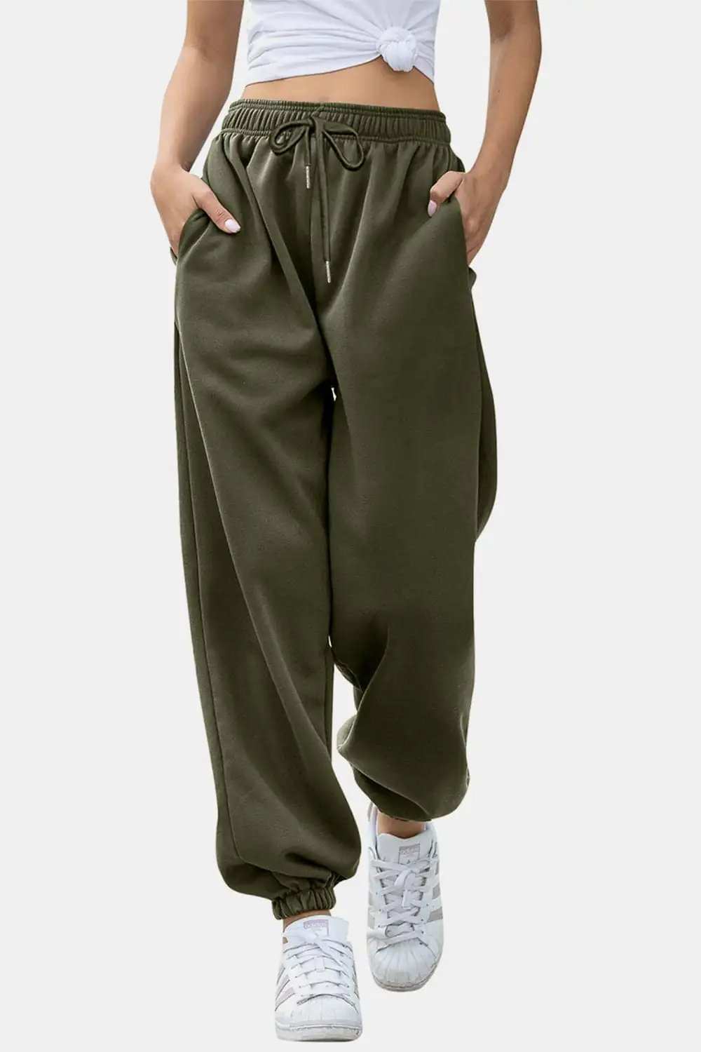 Elastic Waist Joggers with Pockets - Trendsi - Flyclothing LLC
